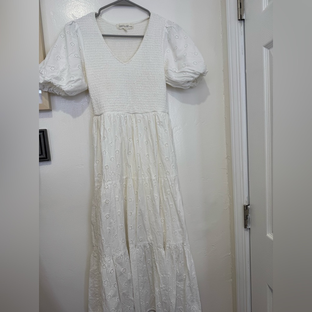 White Eyelet Midi Dress